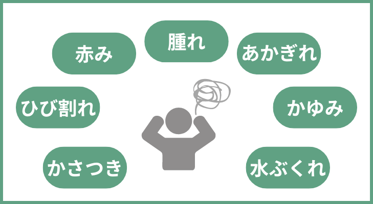 手荒れの症状に悩む様子