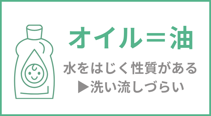 オイルは洗い流しにくい