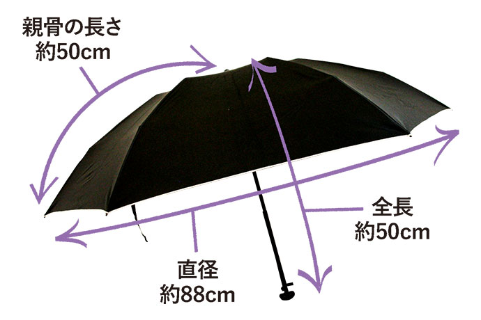 美白日傘の広げた大きさを軽量・小型に最適な88㎝